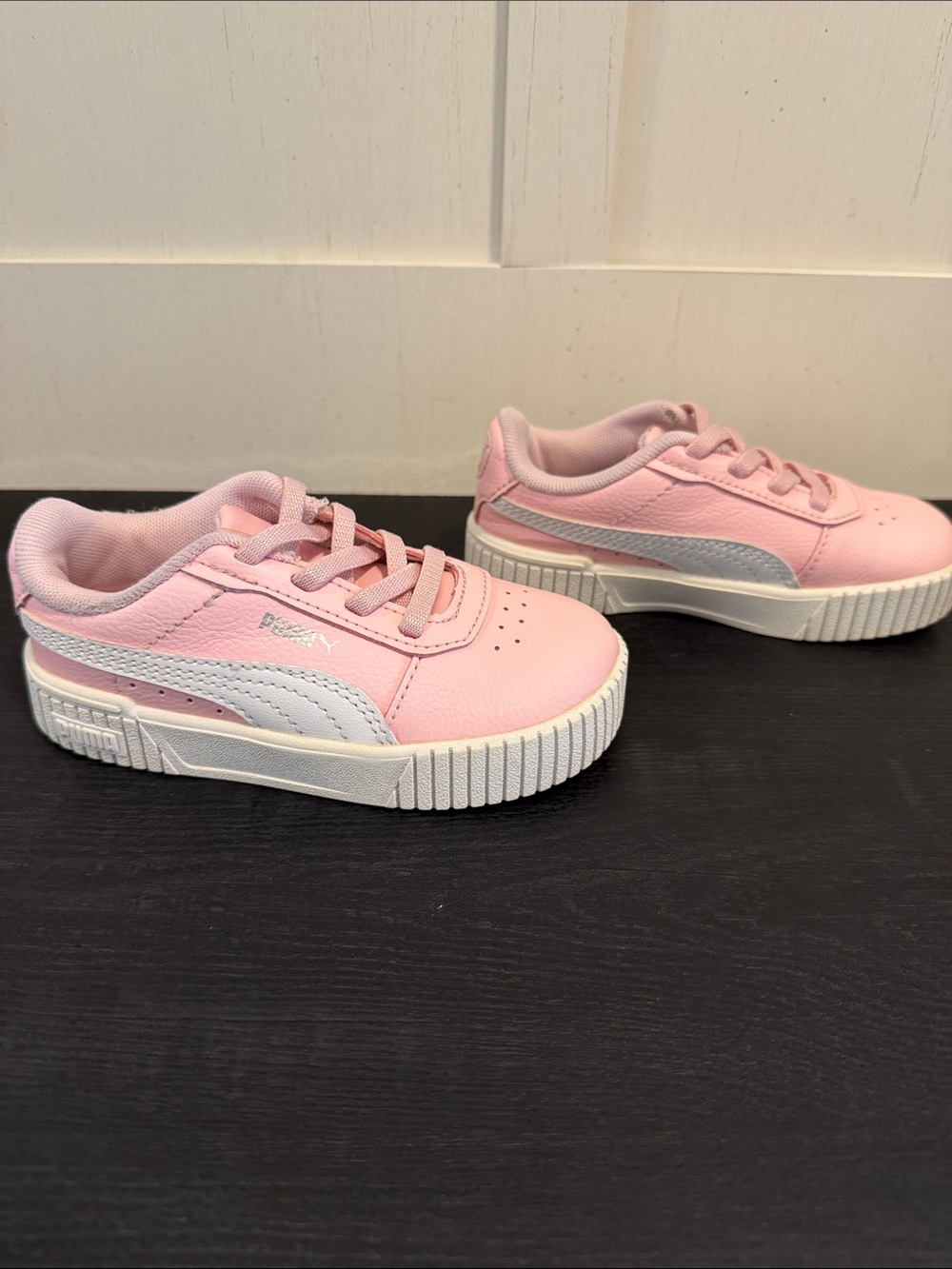 Puma Pink and White Kids Low-Top Sneakers - Picture 6 of 11